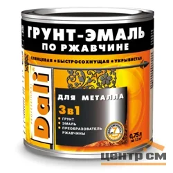 Грунт-эмаль по ржавчине 3 в 1 желтая (RAL 1021) 0,75л DALI