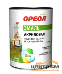 Эмаль ОРЕОЛ акриловая глянцевая черная 0,9 кг