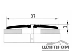 Порог АПС 003 алюминиевый 1800*37*3 мм одноуровневый (06 медный антик)